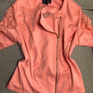 Lace zip up sweater